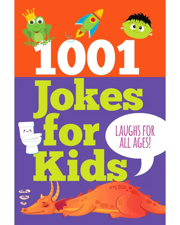 Book cover of '1001 Jokes for Kids' with colorful illustrations and text.