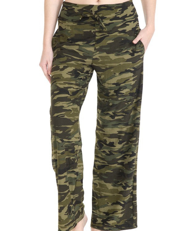 Camo Print Buttery Soft Wide Leg Lounge Pants