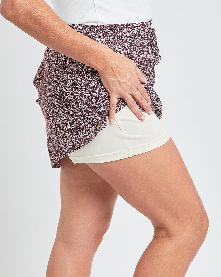 Side view showing lightweight fabric and inner lining shorts