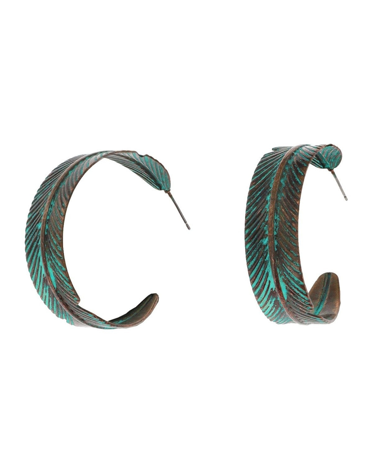 Western Open Hoop Feather Earrings