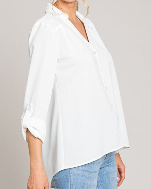 Timeless Comfort Rolled Cuff Blouse