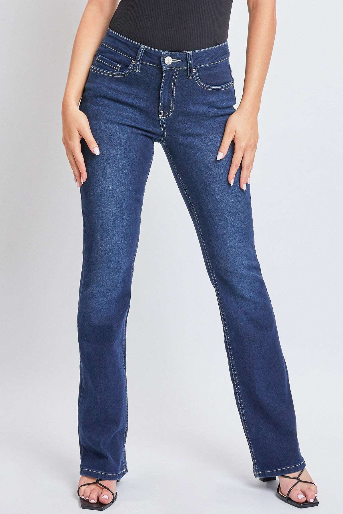 Mid-Rise Bootcut Denim with Flap Pockets