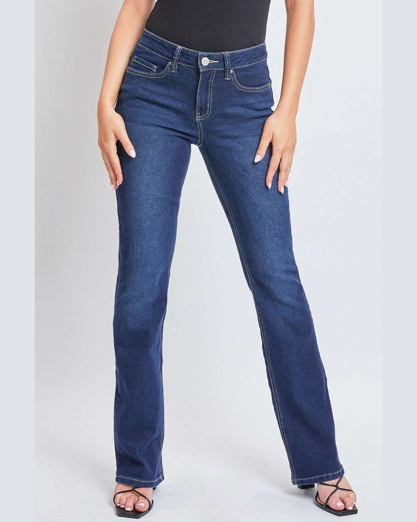 Mid-Rise Bootcut Denim with Flap Pockets