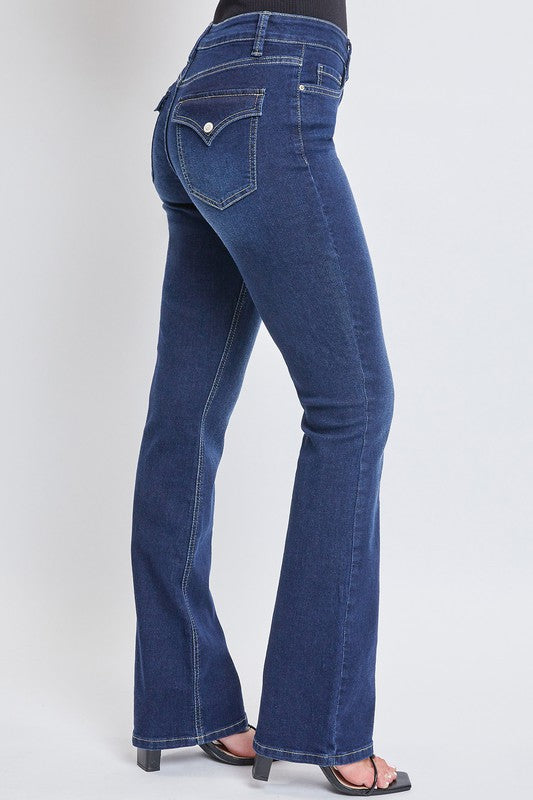 Mid-Rise Bootcut Denim with Flap Pockets