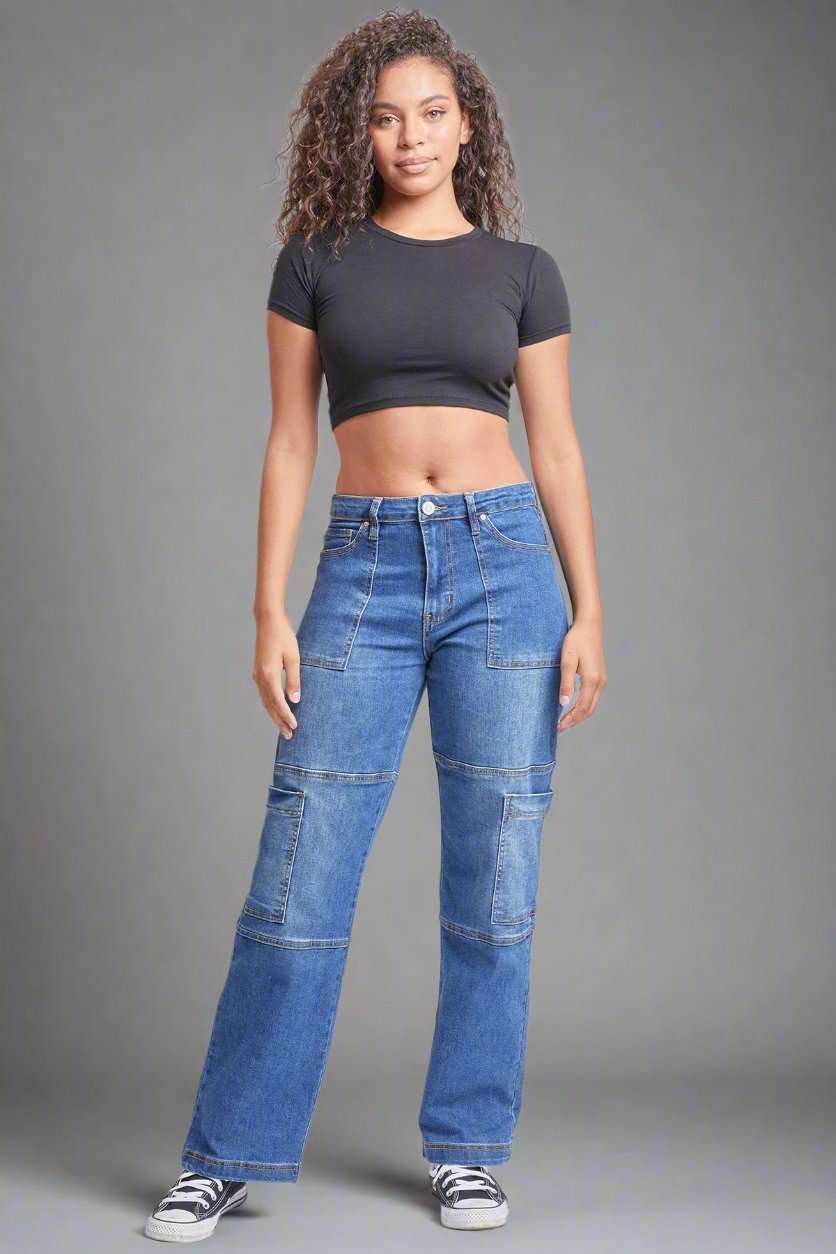Straight Leg Cargo Jeans