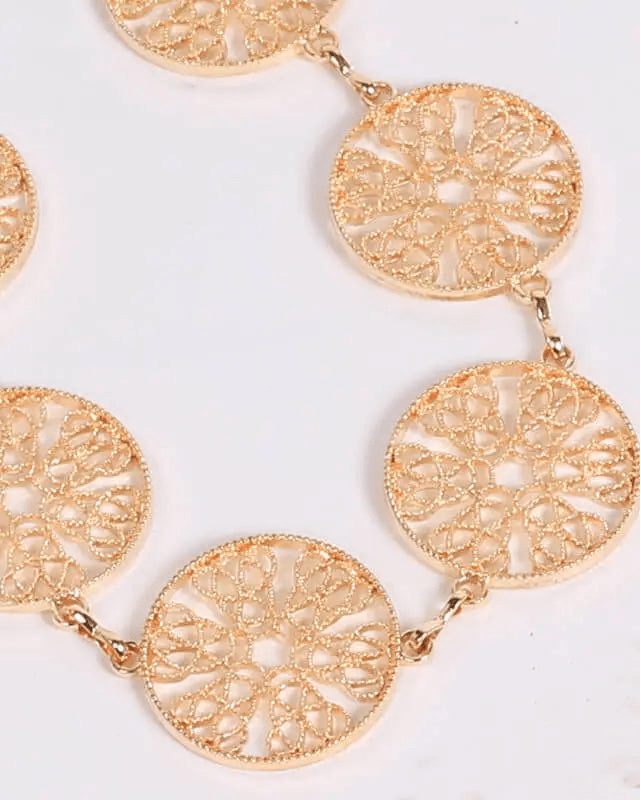 Vintage-Inspired Filigree Medallion Chain Belt