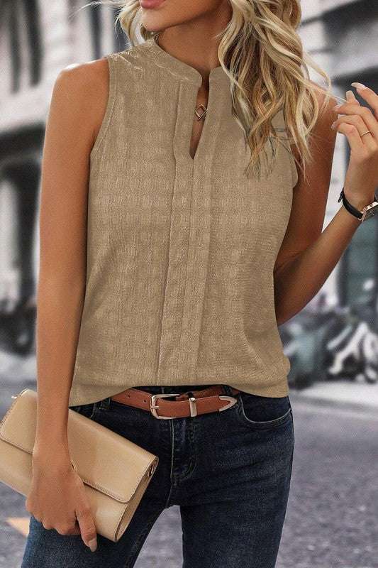 Sleeveless Mandarin Collar Blouse