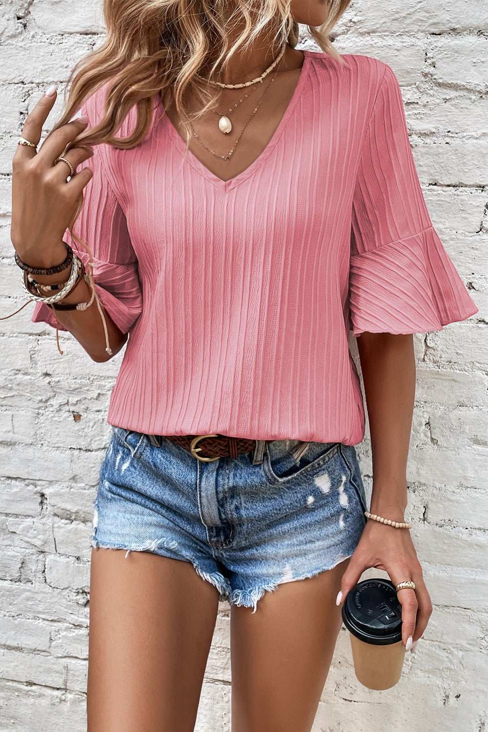 Ruffle Half Sleeve Top