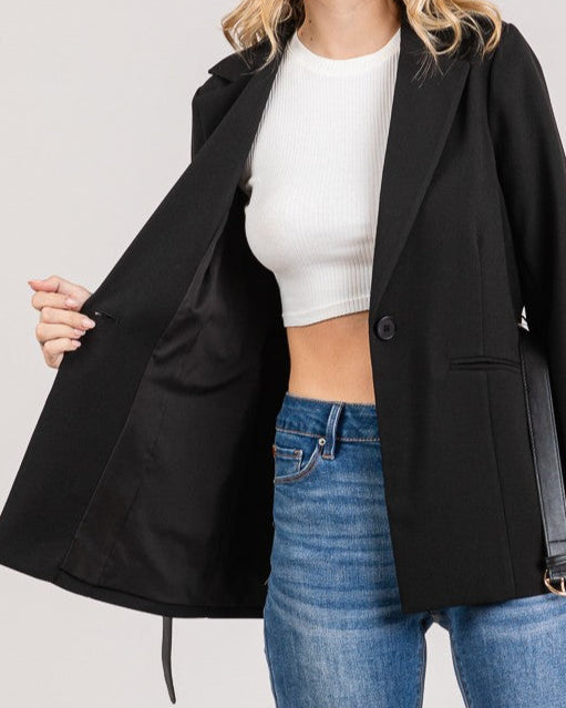 Premium Twill Belted Blazer