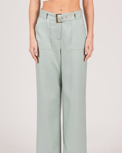 Premium Textured Twill Wide-Leg Trouser