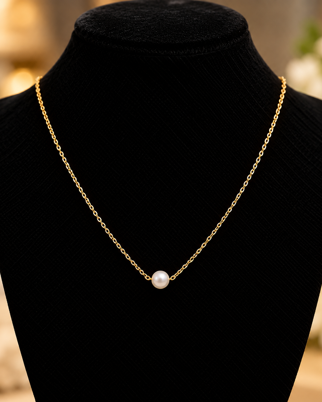 Gold Single Pearl Necklace | Stainless Steel