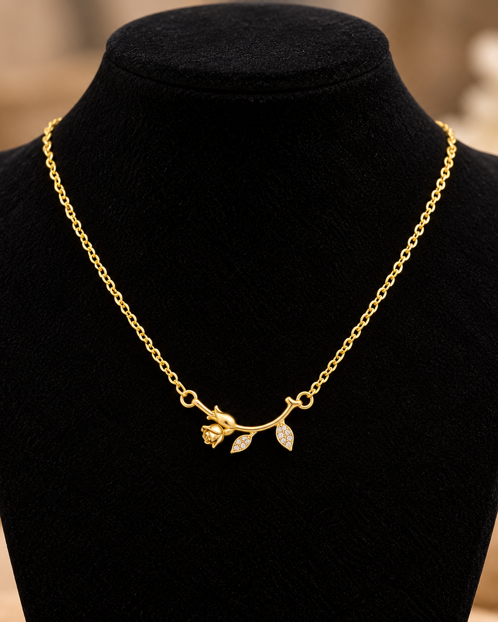 Gold Floral Vine Pendant Necklace | Stainless Steel