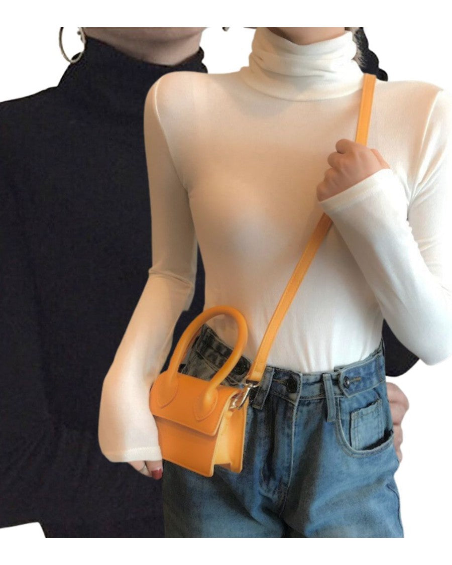 Basic Cotton Blend Turtleneck