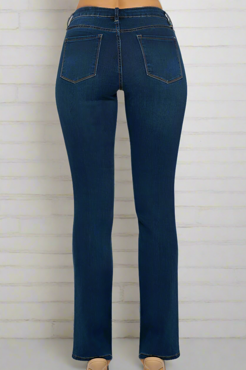 Mid Rise Dark Wash Classic Boot Cut Jeans