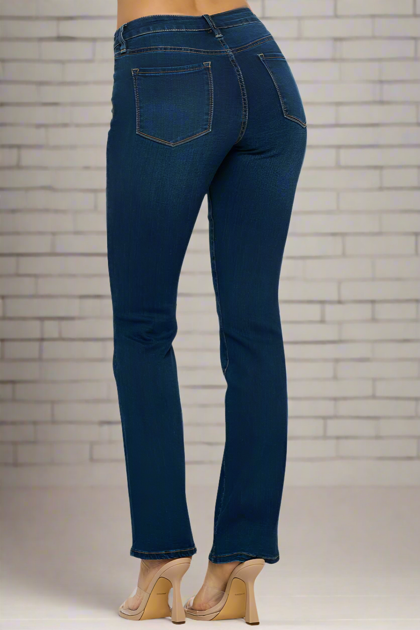 Mid Rise Dark Wash Classic Boot Cut Jeans