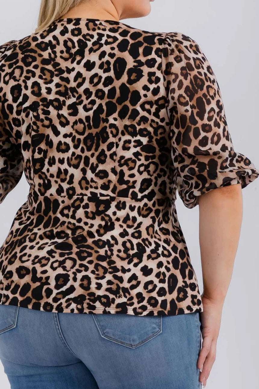 Lantern Sleeve Wrap Blouse