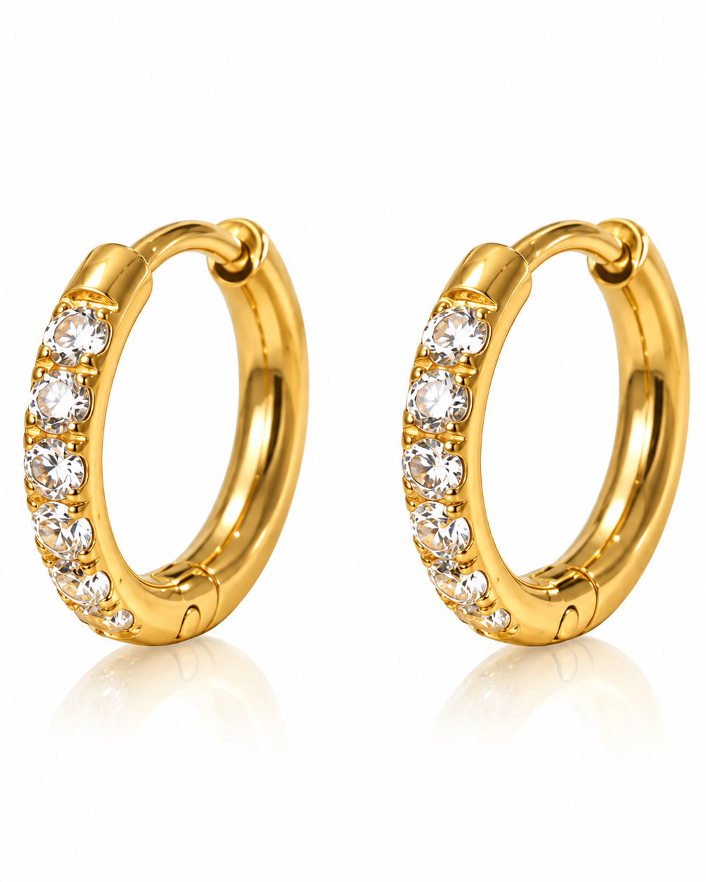 Zircon Huggie Hoop Stainless Steel Earrings