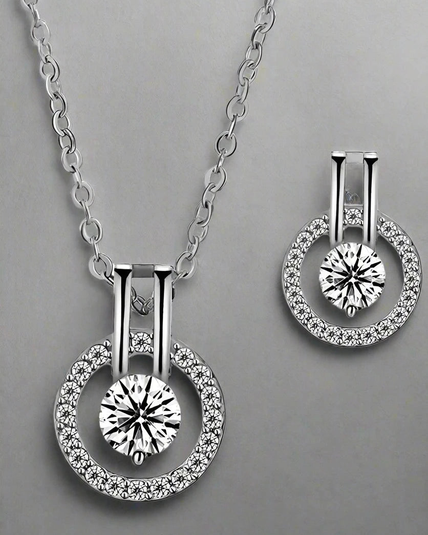 Halo Necklace and Earring set