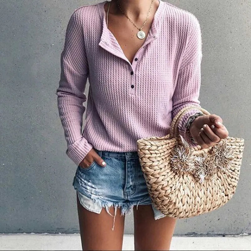 Long Sleeve Waffle Knit