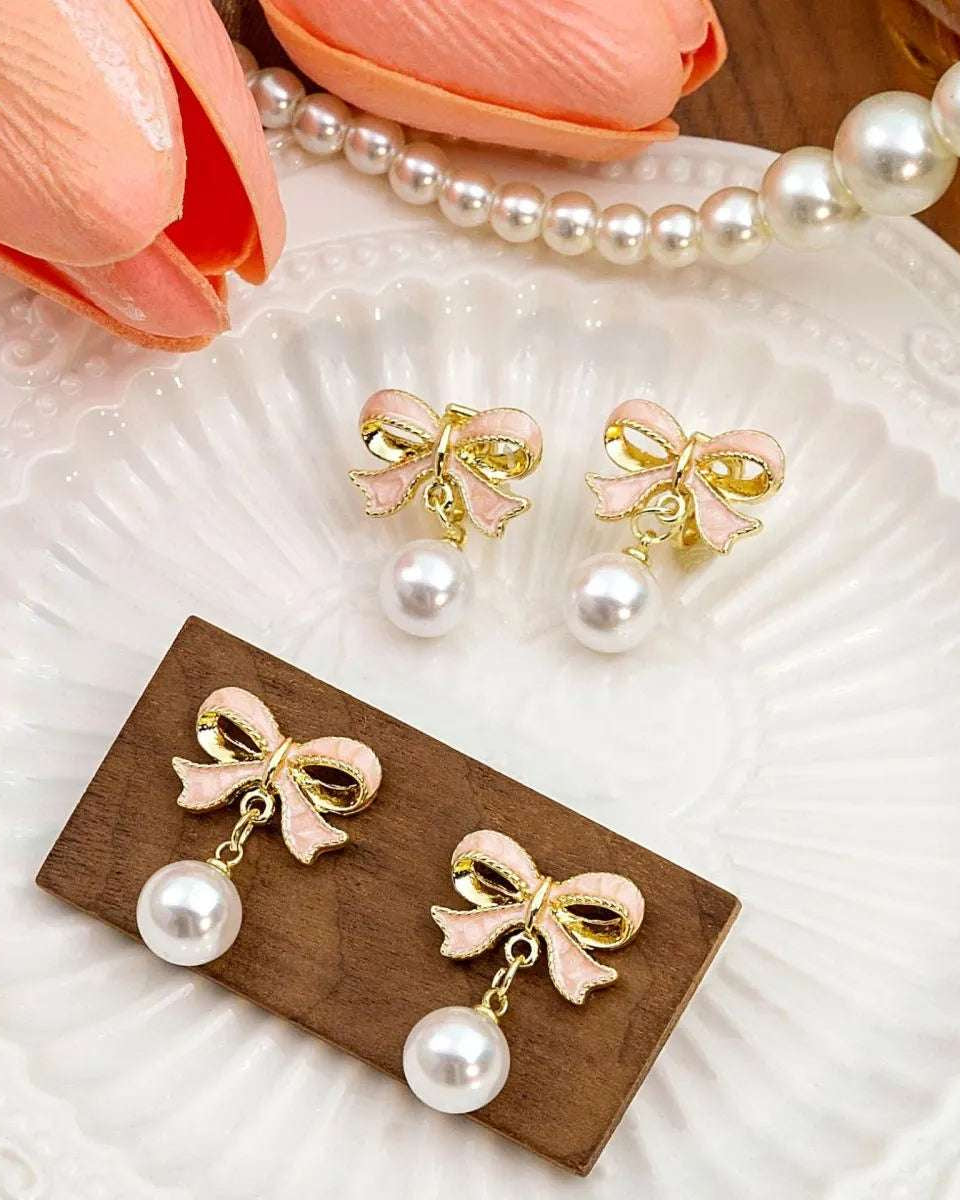 Clip and post style earrings shown side by side