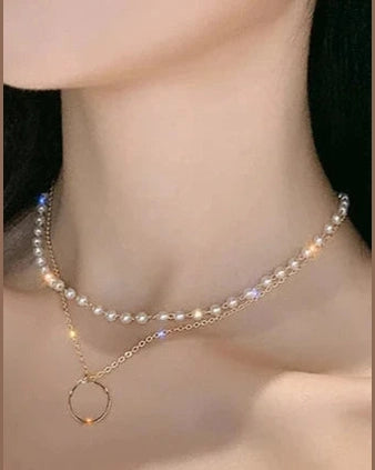 Pearl and Circle Necklace