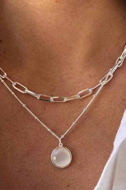 Opal Double Chain Necklace