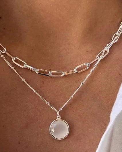 Opal Double Chain Necklace