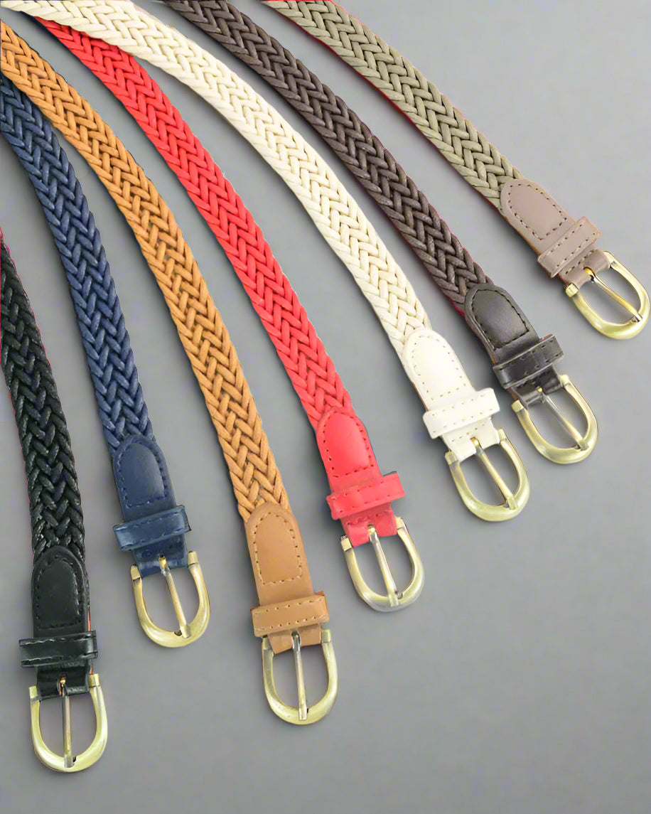 multiple colors belts flat on table