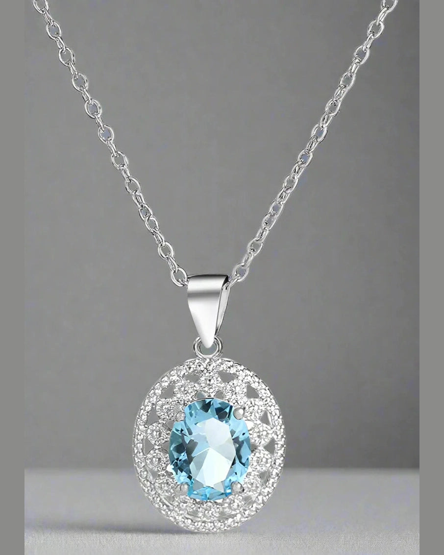 Topaz Blue Cubic Zirconia Necklace