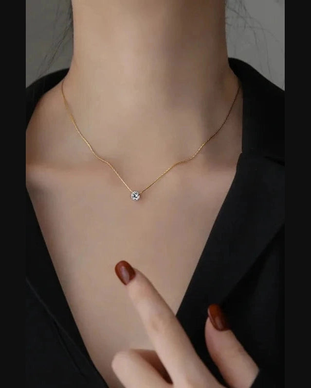 Titanium Steel Cubic Zirconia Necklace