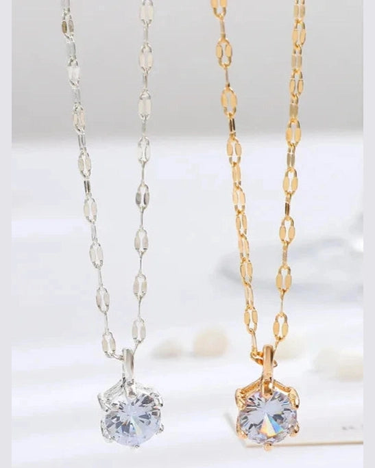 6 Prong Cubic Zirconia Necklace