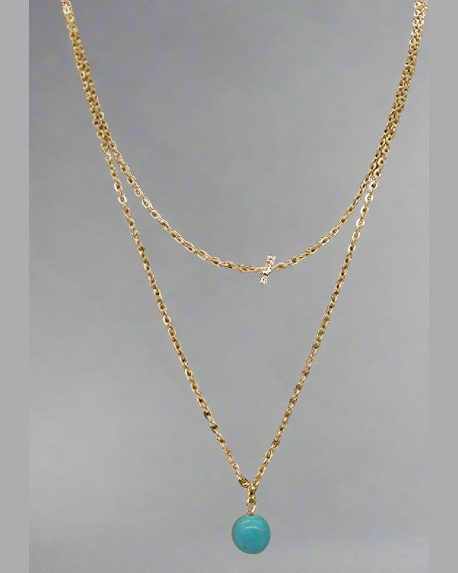 Double Chain Necklace with Pendant