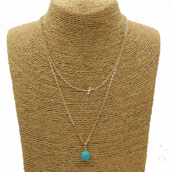 Double Chain Necklace with Pendant