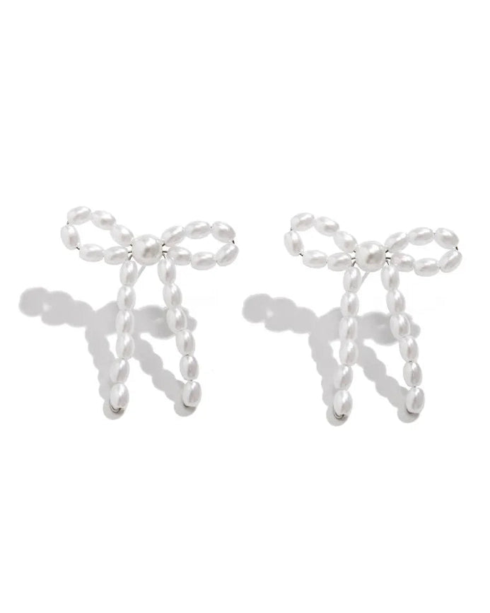 Pearl String Bow Earrings