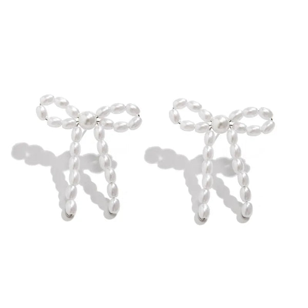 Pearl String Bow Earrings