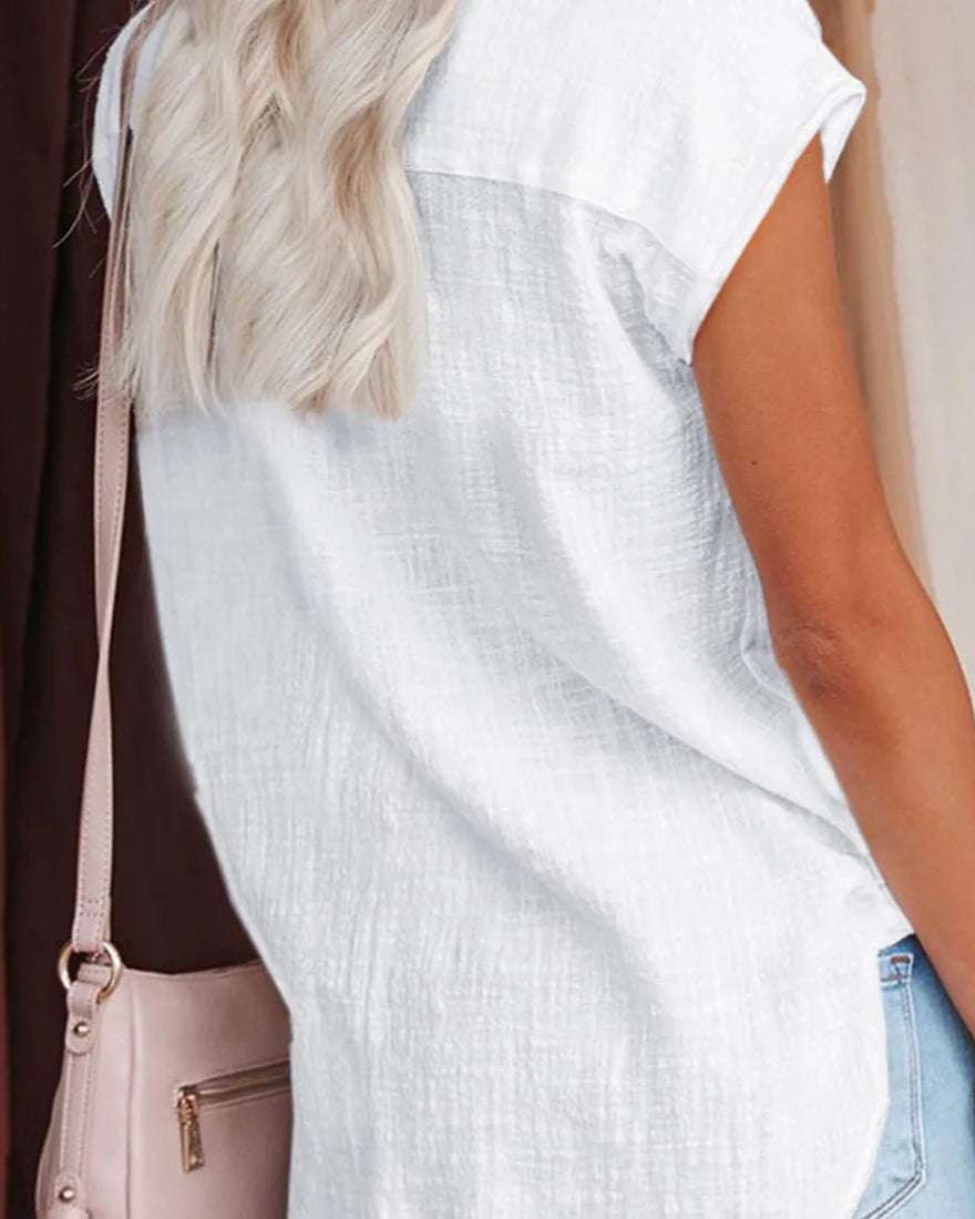 Cap Sleeve Button Up