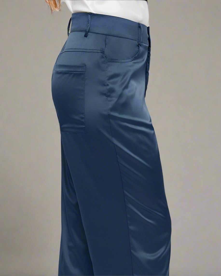 Midnight Matte: Stretch Satin Stove Pipe Pant