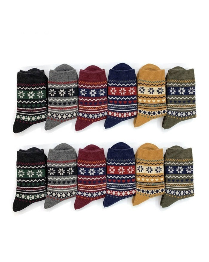 Cozy Nordic Snowflake Rabbit-Hair Socks