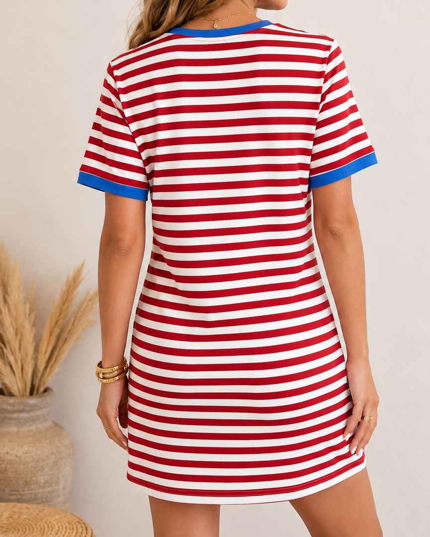 Americana Stripe Tie Waist Dress