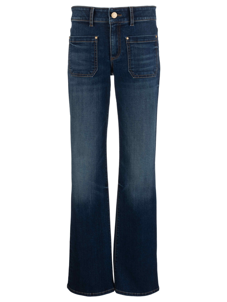 Kut Natalie Mid Rise Flare Jeans with Patch Pockets