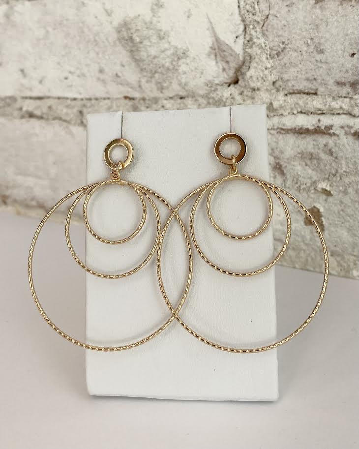 Triple Hoop Post Earring