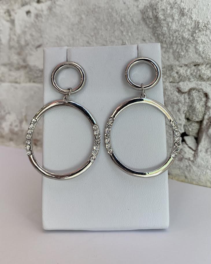 CZ Inset Post Hoop Earrings