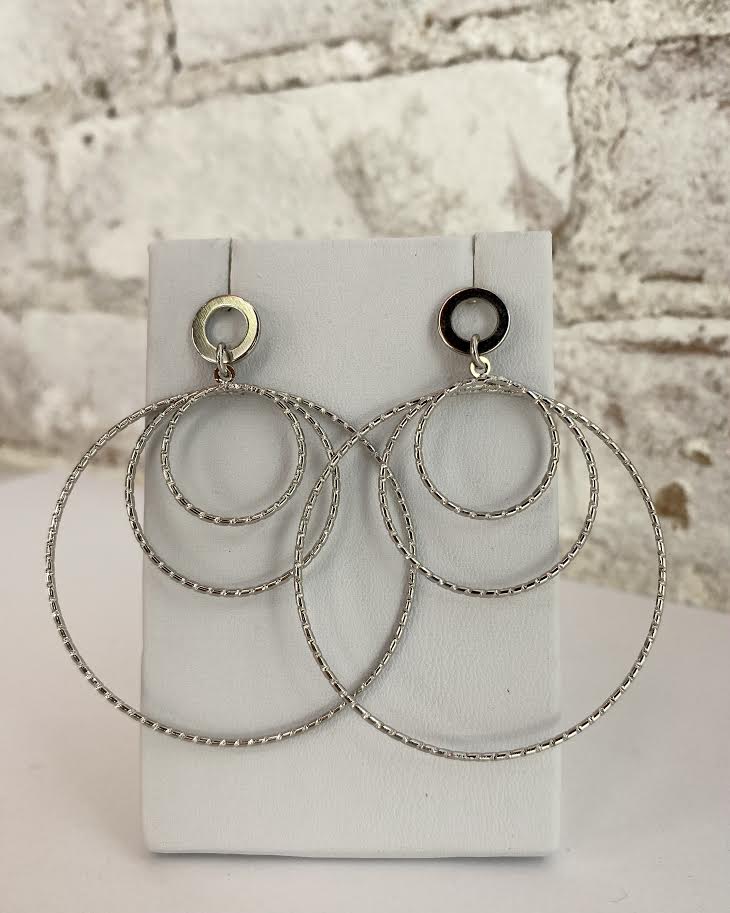 Triple Hoop Post Earring