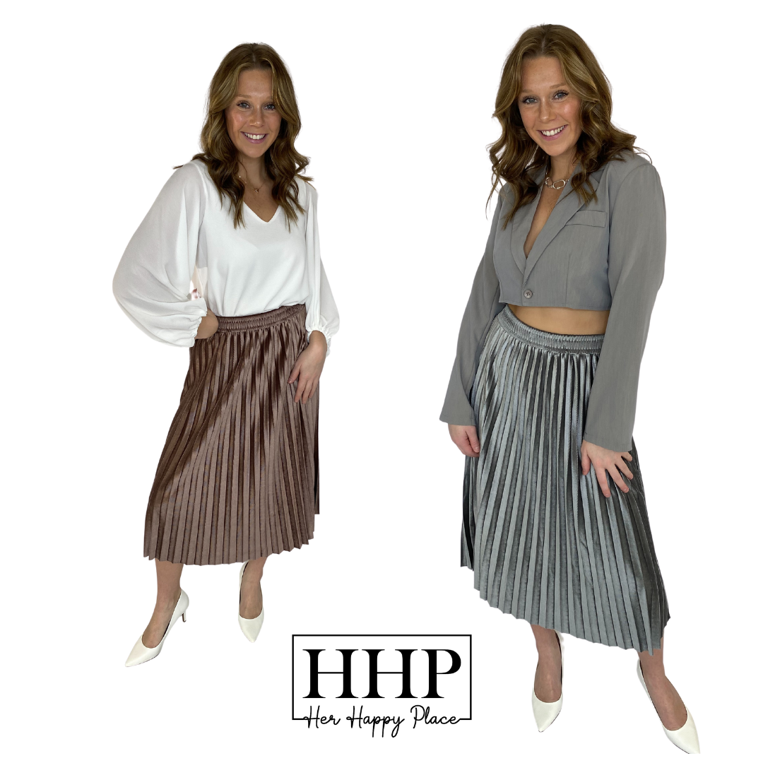 Pleated Metallic Skirt