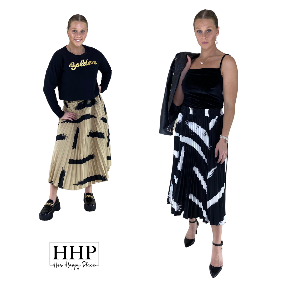 Color Splash Pleated Skirt