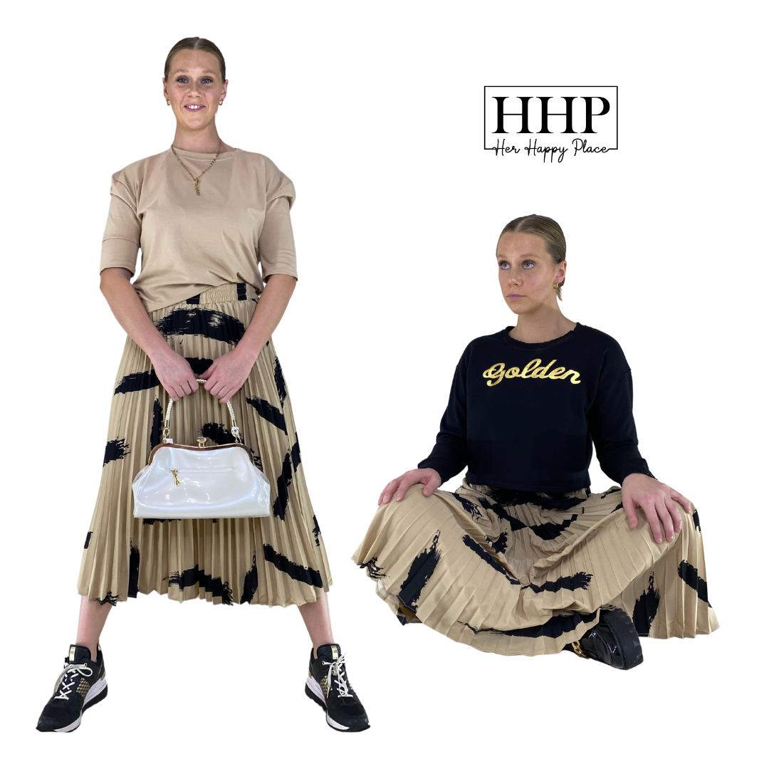 Color Splash Pleated Skirt
