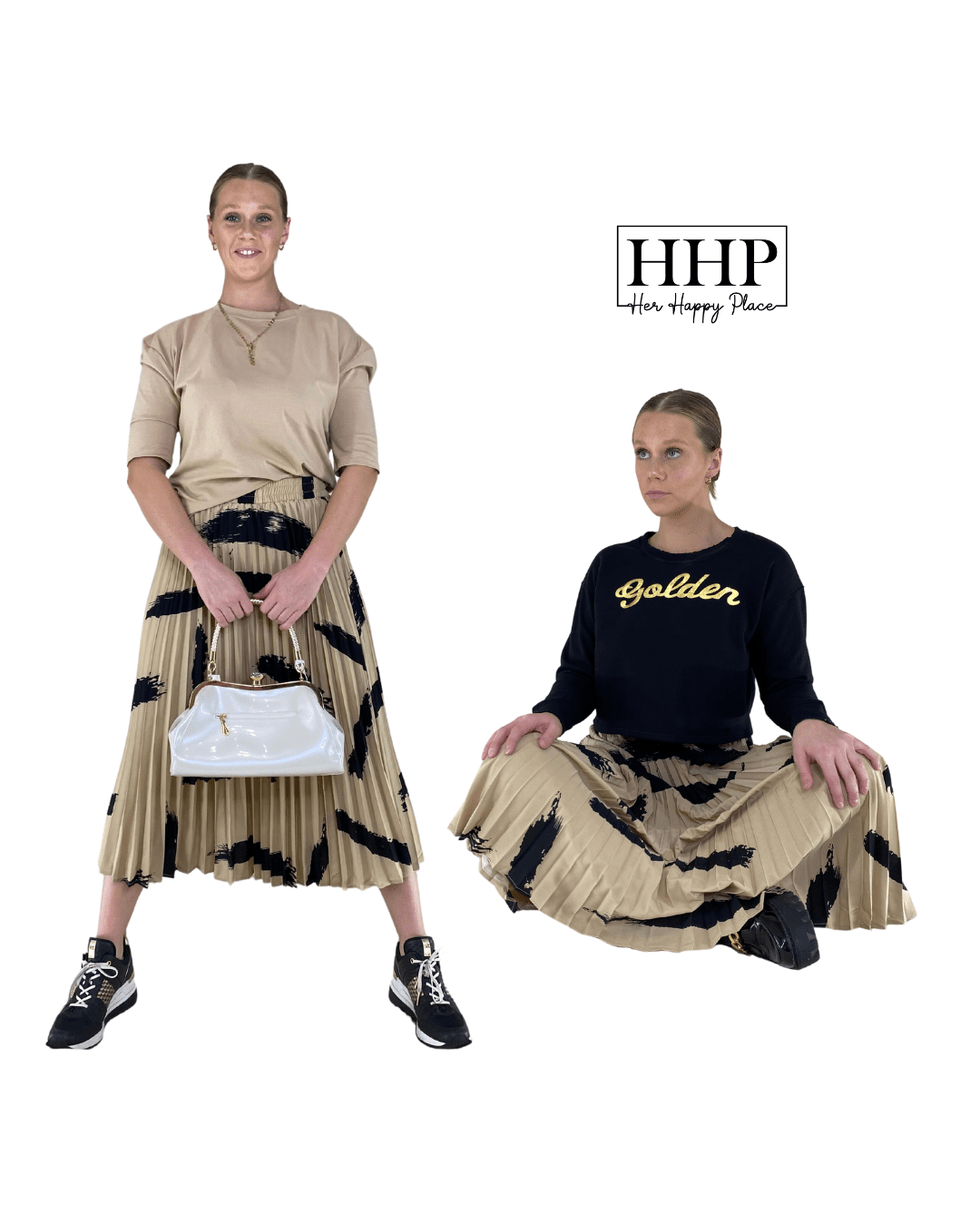 Color Splash Pleated Skirt