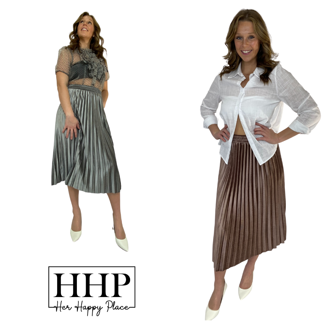 Pleated Metallic Skirt