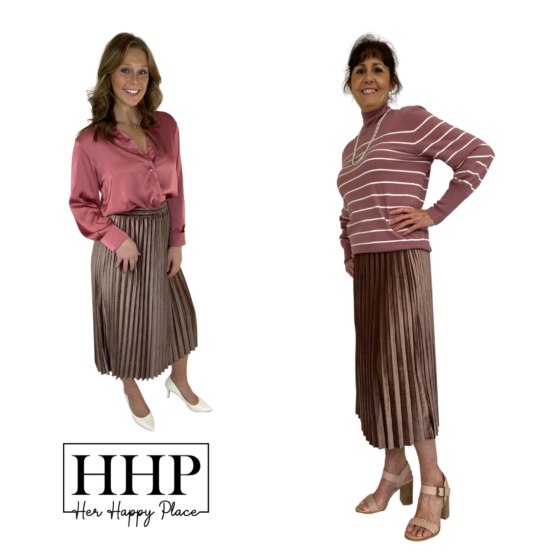 Pleated Metallic Skirt