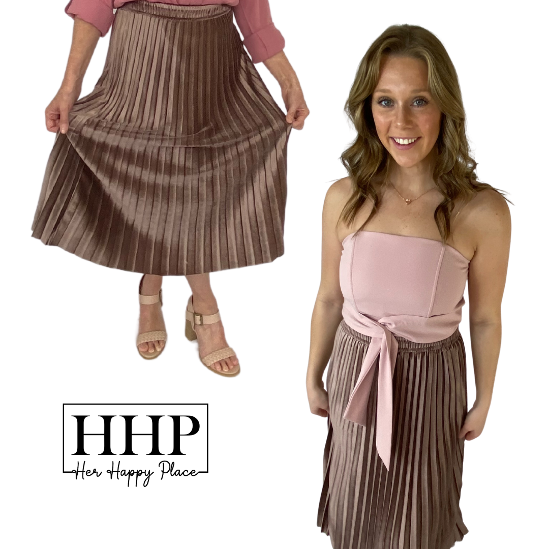 Pleated Metallic Skirt